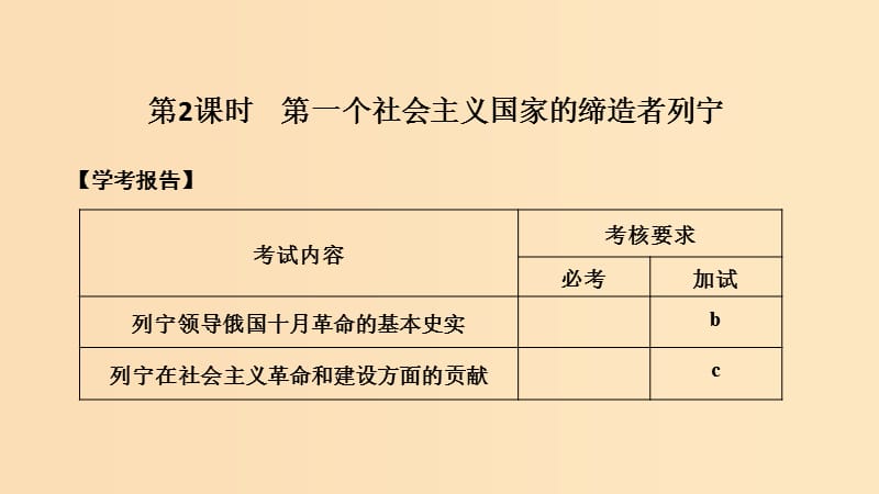 （浙江專用）2018-2019學(xué)年高中歷史 第五單元 無產(chǎn)階級革命家 第2課時 第一個社會主義國家的締造者列寧課件 新人教版選修4.ppt_第1頁