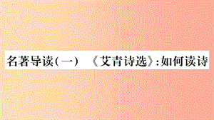 2019年九年級語文上冊 第一單元 名著導(dǎo)讀（一）《艾青詩選》如何讀詩習(xí)題課件 新人教版.ppt