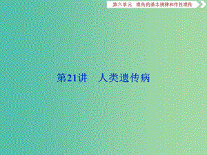 2019屆高考生物總復(fù)習(xí) 第六單元 遺傳的基本規(guī)律和伴性遺傳 第21講 人類遺傳病課件 新人教版.ppt