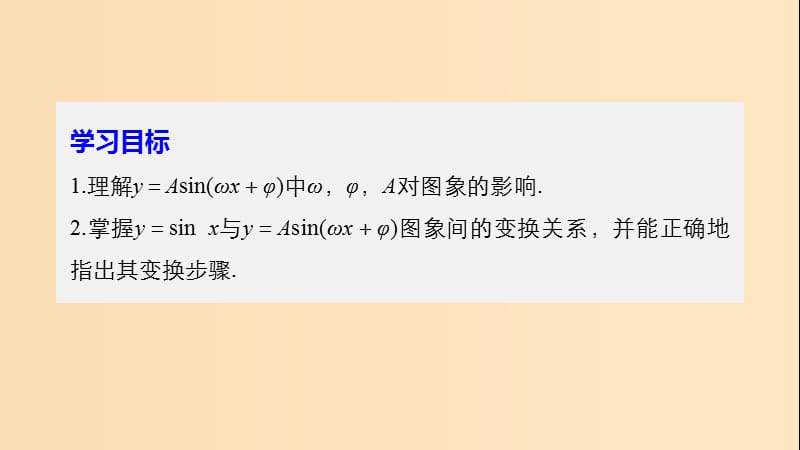 （浙江专用版）2018-2019学年高中数学 第一章 三角函数 1.5 函数y＝Asin(ωx＋φ)的图象（一）课件 新人教A版必修2.ppt_第2页