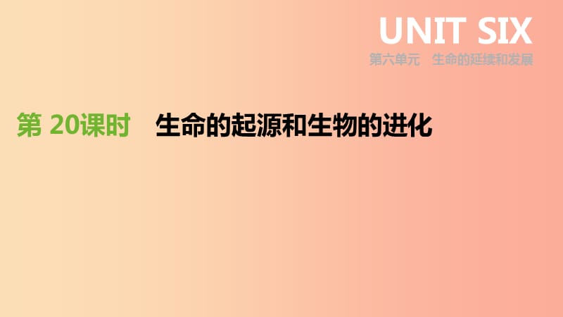 内蒙古包头市2019年中考生物第六单元生命的延续和发展第20课时生命的起源和生物的进化复习课件.ppt_第1页