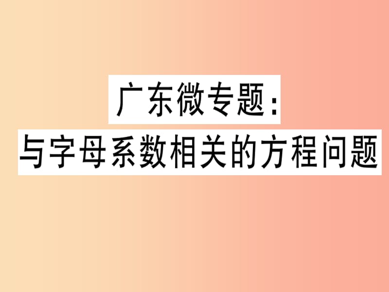 广东省2019年秋七年级数学上册 广东微专题 与字母系数相关的方程问题习题课件（新版）北师大版.ppt_第1页