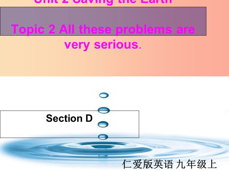 九年级英语上册Unit2SavingtheEarthTopic2AlltheseproblemsareveryseriousSectionD2仁爱版.ppt_第1页