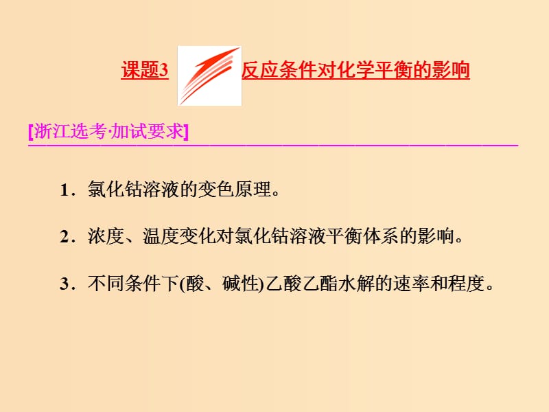 （浙江专用）2018年高中化学 专题4 化学反应条件的控制 课题3 反应条件对化学平衡的影响课件 苏教版选修6.ppt_第1页