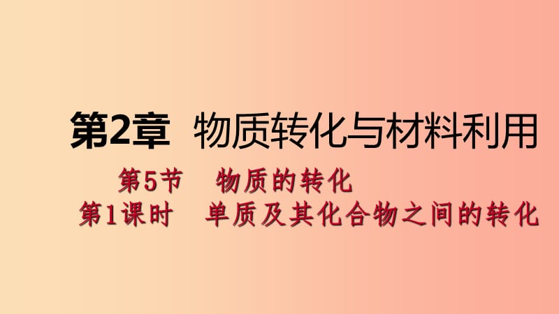 九年級科學(xué)上冊 第2章 物質(zhì)轉(zhuǎn)化與材料利用 第5節(jié) 物質(zhì)的轉(zhuǎn)化 第1課時(shí) 單質(zhì)與化合物的轉(zhuǎn)化課件 浙教版.ppt_第1頁