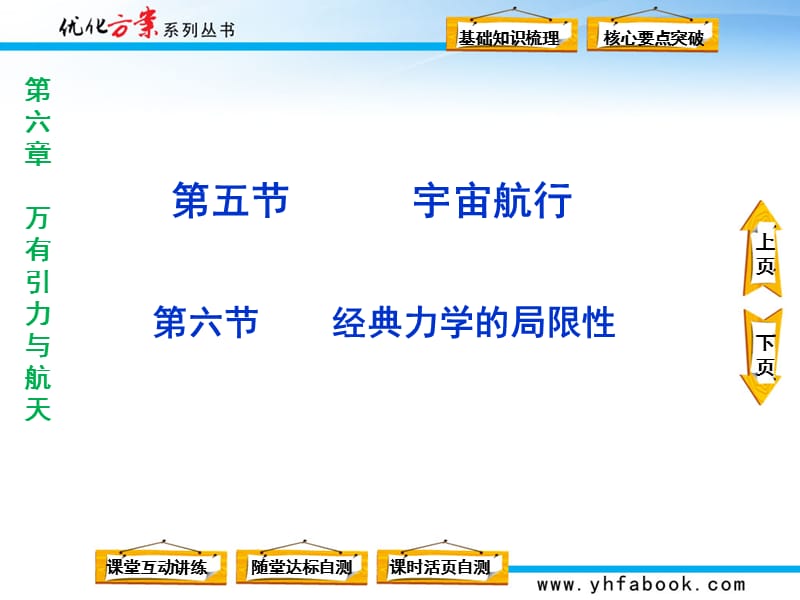 优化方案必修2第六章第五节宇宙航行第六节经典力学的局限性.ppt_第1页