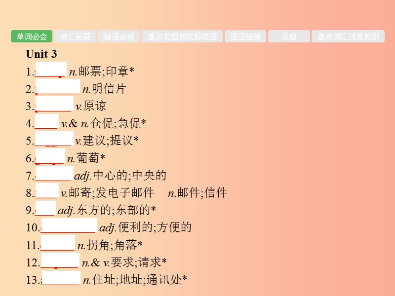 安徽省2019年中考英语总复习夯实基础第五部分九全第16课时Unit3_Unit4课件.ppt_第2页