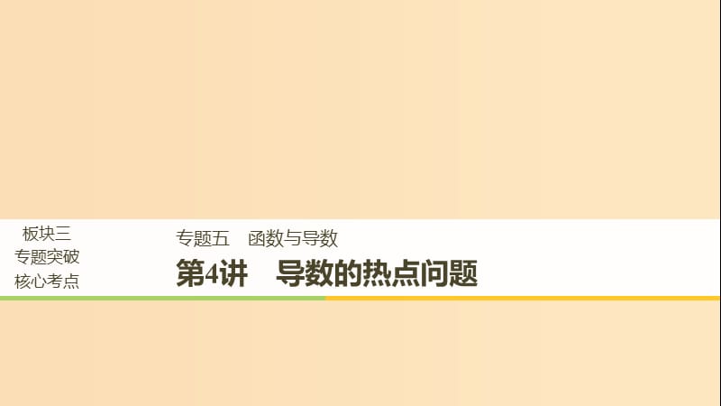 （浙江专用）2019高考数学二轮复习 专题五 函数与导数 第4讲 导数的热点问题课件.ppt_第1页