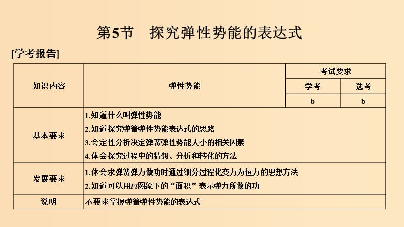 （浙江專用）2018-2019學年高中物理 第七章 機械能守恒定律 第5節(jié) 探究彈性勢能的表達式課件 新人教版必修2.ppt_第1頁