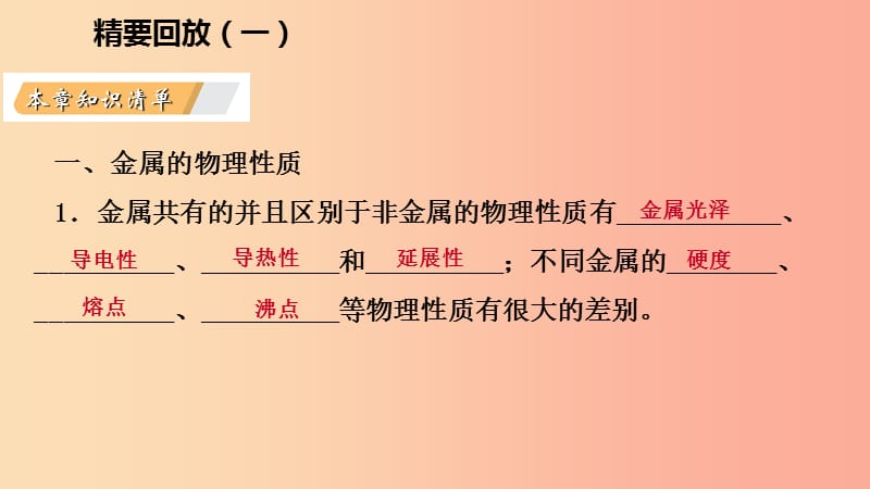 九年级化学下册 第六章 金属 精要回放（一）同步练习课件 （新版）粤教版.ppt_第3页