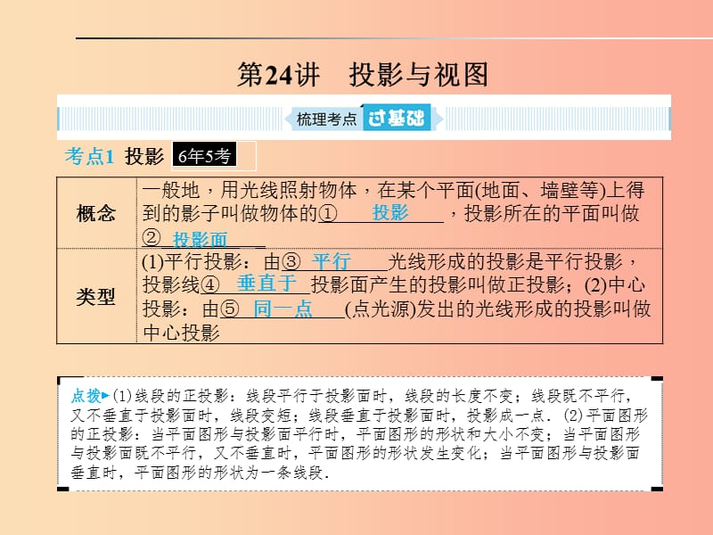 山东省2019年中考数学一轮复习 第七章 图形与变换 第24讲 投影与视图课件.ppt_第1页