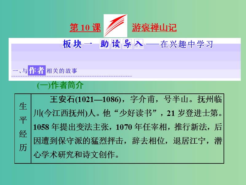 2019年高中語(yǔ)文 第三單元 第10課 游褒禪山記課件 新人教必修2.ppt_第1頁(yè)