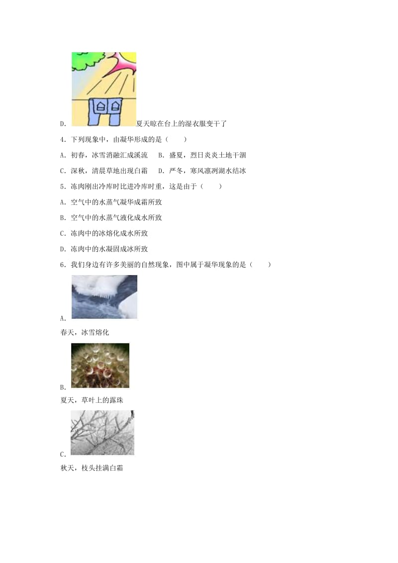 2018-2019学年度八年级物理上册 4.4 升华和凝华练习（含解析）（新版）粤教沪版.doc_第2页