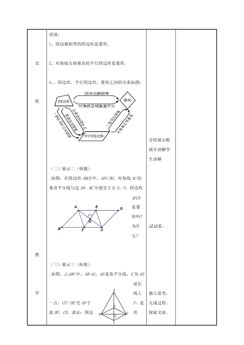 八年级数学下册 第九章 中心对称图形-平形四边形 9.4 矩形、菱形、正方形（4）教案 苏科版.doc_第3页