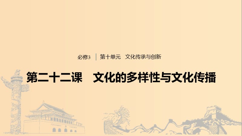 （浙江專用版）2020版高考政治大一輪復(fù)習 第十單元 文化傳承與創(chuàng)新 第二十二課 文化的多樣性與文化傳播課件.ppt_第1頁