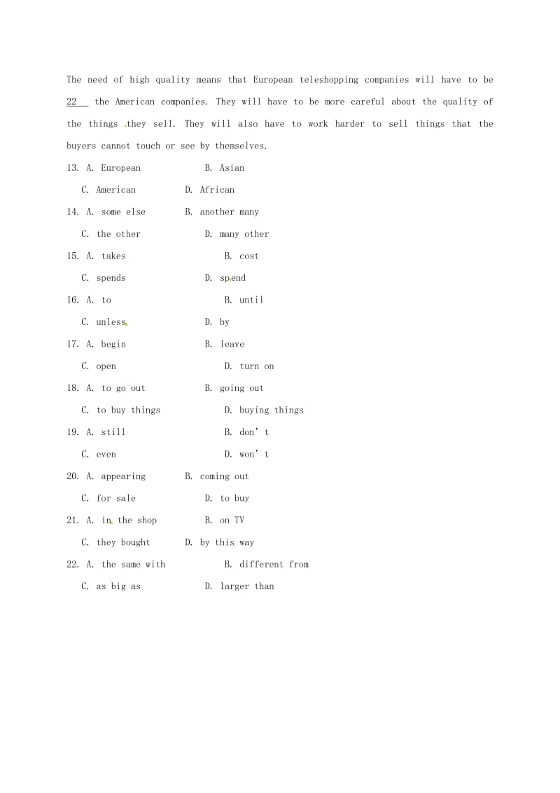 2019版中考英语三轮复习完形填空全攻关练习2.doc_第3页