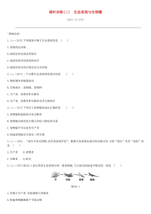 2019年中考生物 專題復(fù)習(xí)一 生物與環(huán)境 課時(shí)訓(xùn)練02 生態(tài)系統(tǒng)與生物圈 新人教版.doc