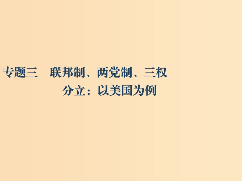 （江蘇專版）2020版高考政治一輪復(fù)習(xí) 國(guó)家和國(guó)際組織常識(shí) 專題三 聯(lián)邦制、兩黨制、三權(quán)分立：以美國(guó)為例課件 新人教版選修3.ppt_第1頁(yè)