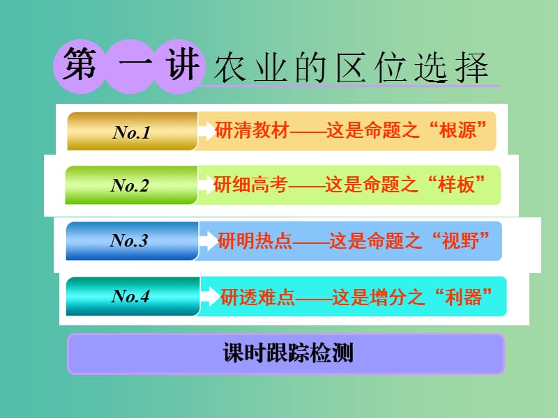 2019版高考地理一轮复习 第二部分 第三章 农业地域的形成与发展 第一讲 农业的区位选择课件.ppt_第1页