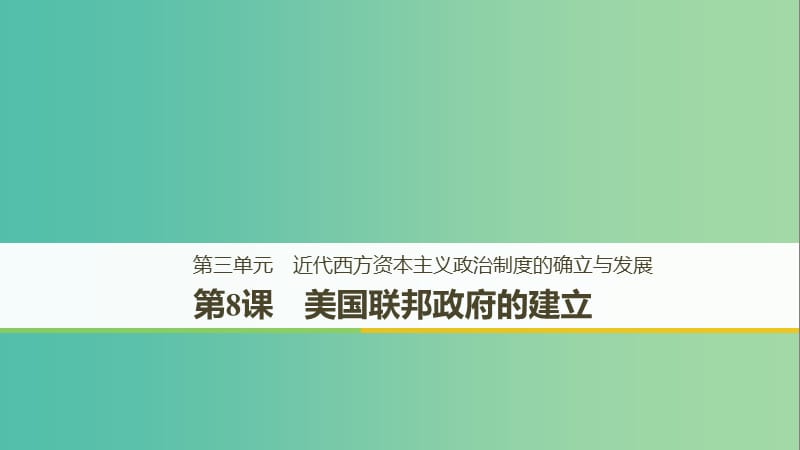 （江蘇專用）2018-2019學年高中歷史 第三單元 近代西方資本主義政治制度的確立與發(fā)展 第8課 美國聯(lián)邦政府的建立課件 新人教版必修1.ppt_第1頁