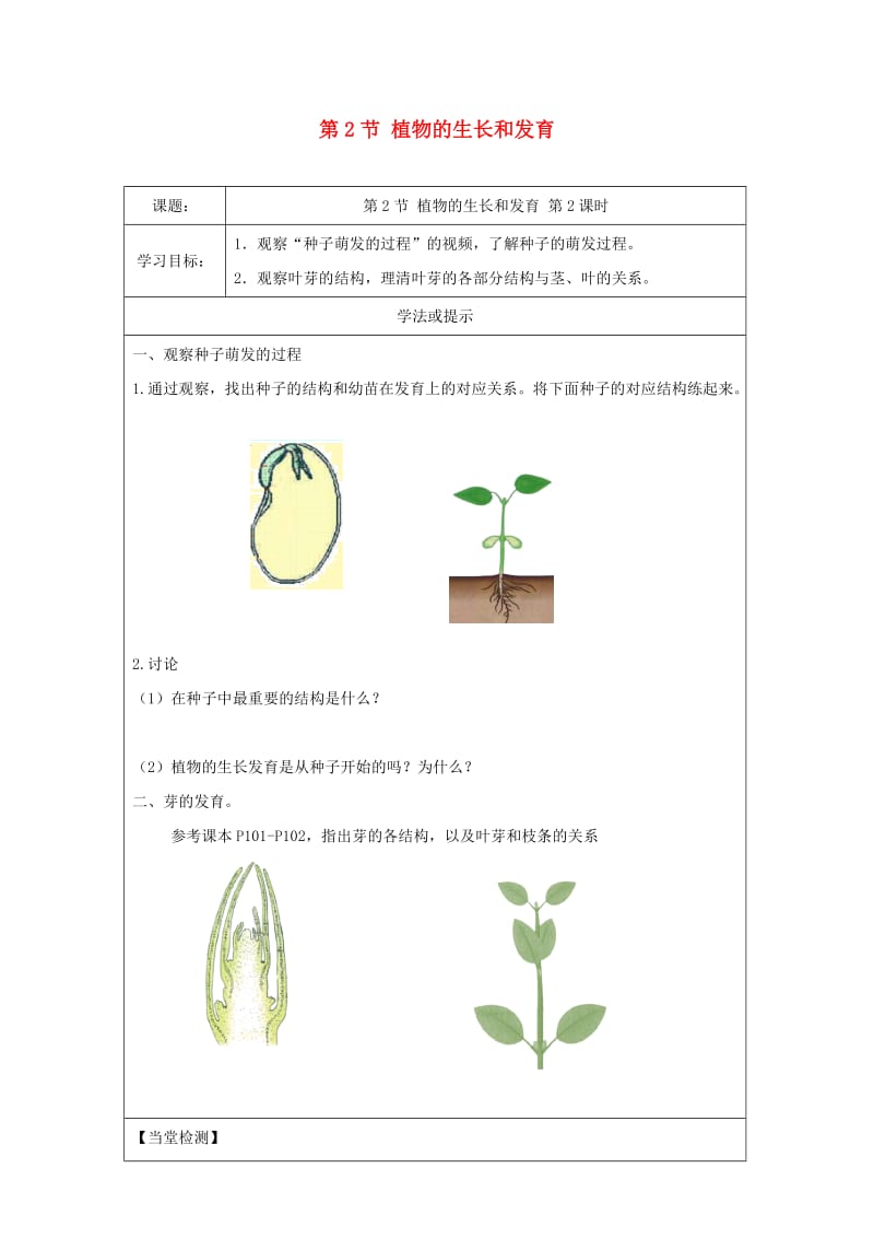 八年级生物上册 7.19.2《植物的生长发育》第2课时导学案（新版）苏科版.doc_第1页