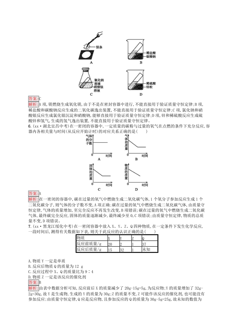 课标通用安徽省2019年中考化学总复习素养全练6化学方程式.doc_第2页