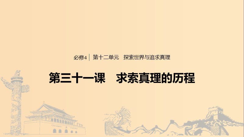 （浙江专用版）2020版高考政治大一轮复习 第十二单元 探索世界与追求真理 第三十一课 求索真理的历程课件.ppt_第1页