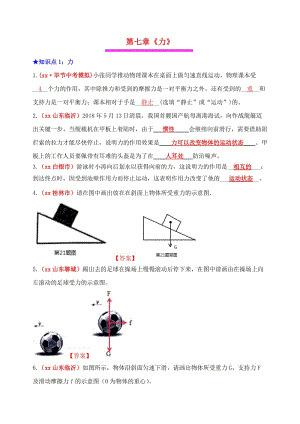 2019年中考物理總復(fù)習(xí) 效果跟蹤檢測(cè) 第7章 力.doc