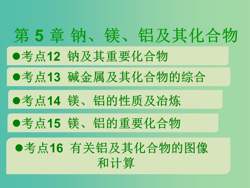 600分考點(diǎn) 700分考法（A版）2019版高考化學(xué)總復(fù)習(xí) 第5章 鈉、鎂、鋁及其化合物課件.ppt_第1頁