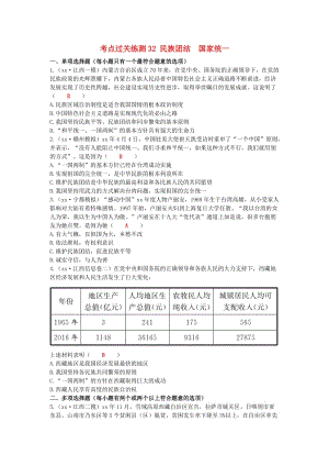 2019中考道德與法治二輪復(fù)習(xí) 考點(diǎn)過關(guān)練測32 民族團(tuán)結(jié) 國家統(tǒng)一試題.doc