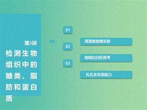 （全國(guó)通用版）2019版高考生物一輪復(fù)習(xí) 第1部分 分子與細(xì)胞 第一單元 細(xì)胞及其分子組成 第3講 檢測(cè)生物組織中的糖類、脂肪和蛋白質(zhì)課件.ppt