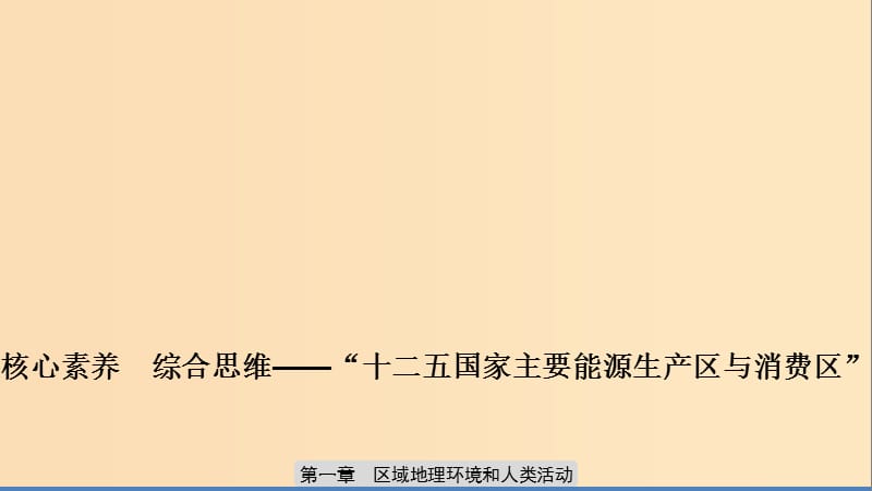 2019-2020版高中地理 第一章 區(qū)域地理環(huán)境和人類活動核心素養(yǎng) 綜合思維-“十二五國家主要能源生產(chǎn)區(qū)與消費區(qū)”課件 中圖版必修3.ppt_第1頁