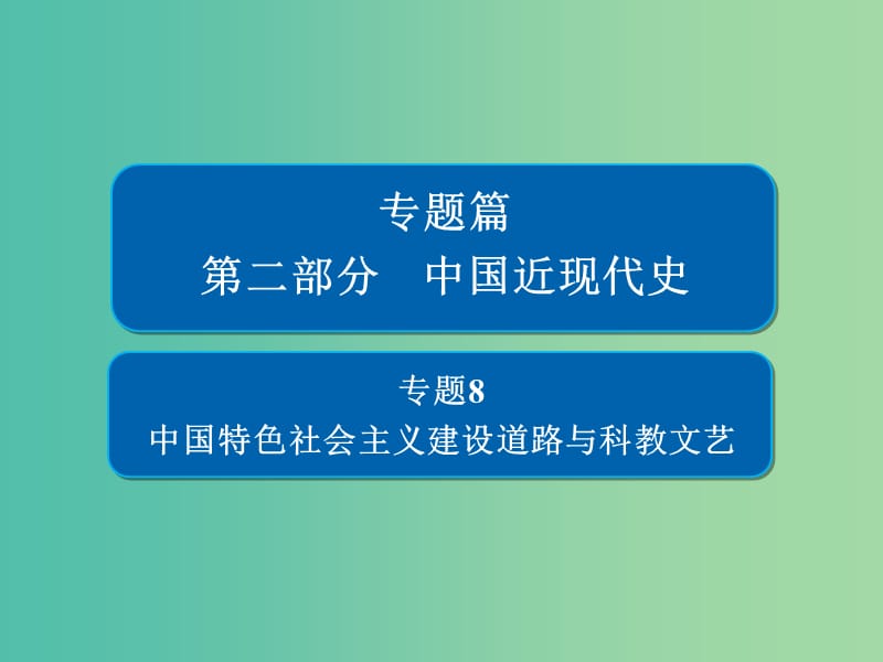 2019版高考?xì)v史二輪復(fù)習(xí) 第二部分 中國近現(xiàn)代史 專題8 中國特色社會主義建設(shè)道路與科教文藝課件.ppt_第1頁