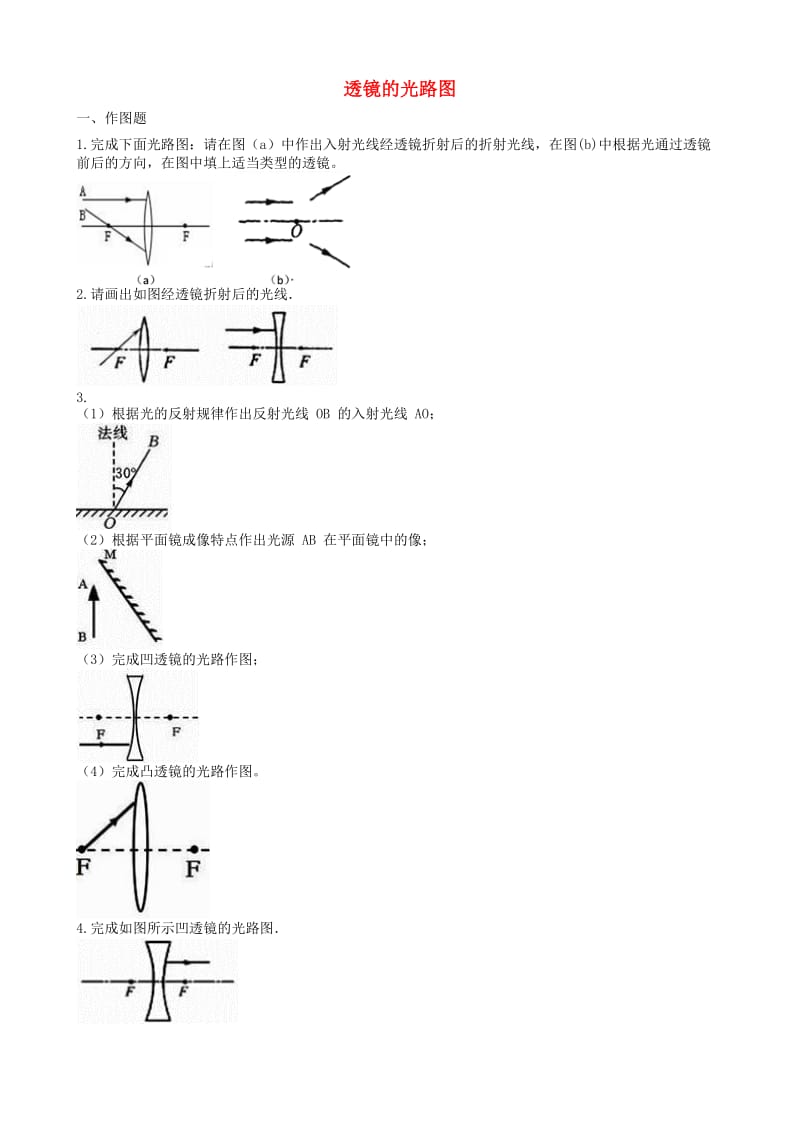 2019中考物理 知识点全突破系列 专题30 透镜的光路图.doc_第1页