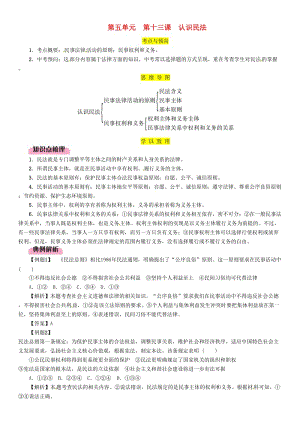 2019中考道德與法治 九上 第5單元 第13課 認(rèn)識(shí)民法復(fù)習(xí)習(xí)題.doc