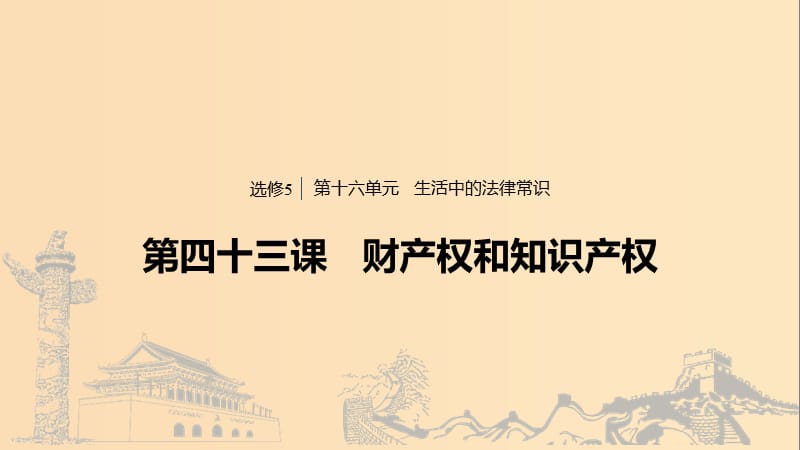 （浙江專用版）2020版高考政治大一輪復習 第十六單元 生活中的法律常識 第四十三課 財產(chǎn)權(quán)和知識產(chǎn)權(quán)課件.ppt_第1頁