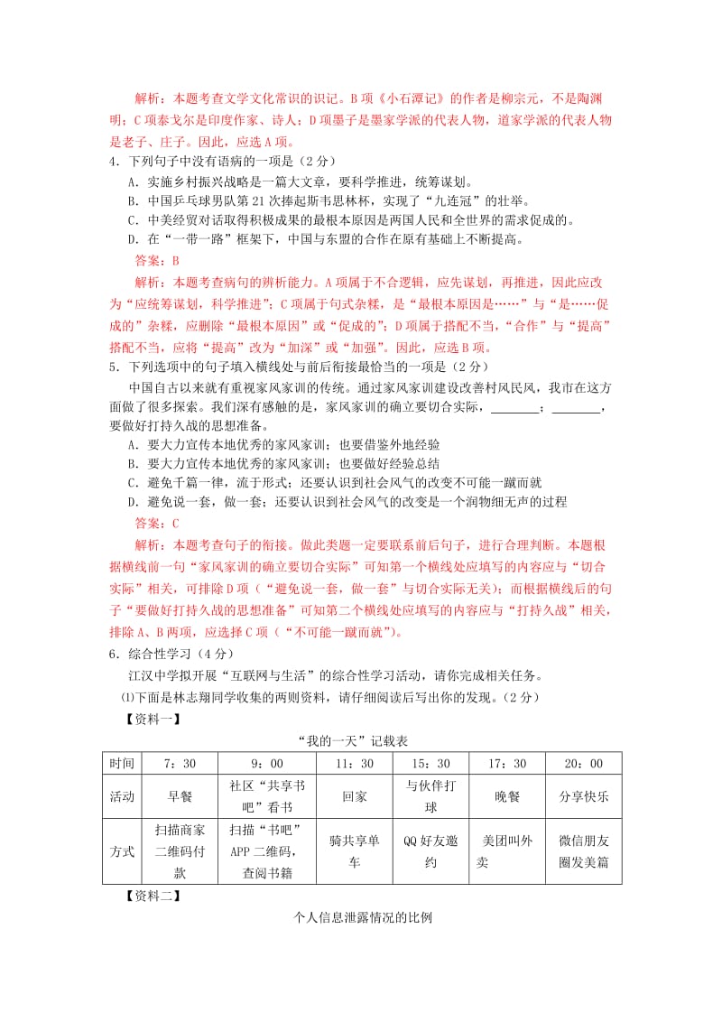 湖北省江汉油田、潜江市、天门市、仙桃市中考语文真题试题（含解析）.doc_第2页