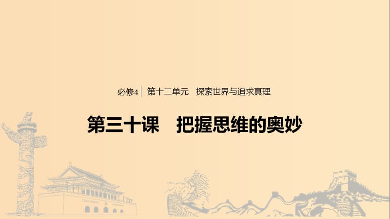 （浙江專用版）2020版高考政治大一輪復習 第十二單元 探索世界與追求真理 第三十課 把握思維的奧妙課件.ppt_第1頁