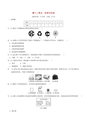 安徽省2019年中考化學總復習 第一部分 夯實基礎過教材 第十二單元 化學與生活練習.doc