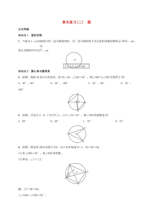 2019屆九年級數(shù)學下冊 章末復習（二）圓練習 （新版）湘教版.doc