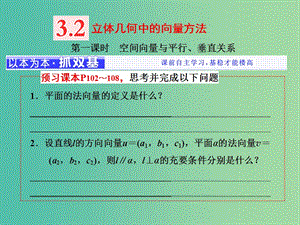 （浙江專版）2018年高中數(shù)學(xué) 第三章 空間向量與立體幾何 3.2 第一課時(shí) 空間向量與平行、垂直關(guān)系課件 新人教A版選修2-1.ppt