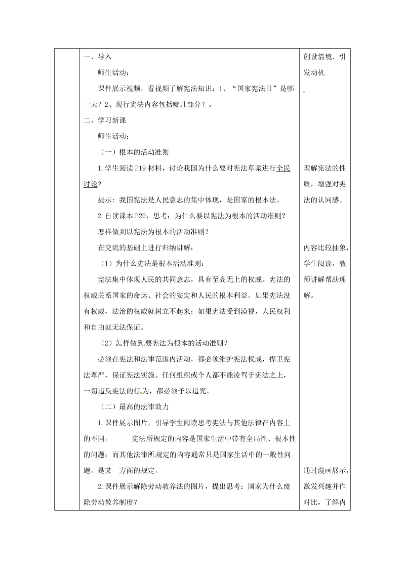 八年级道德与法治下册 第一单元 坚持宪法至上 第二课 保障宪法实施 第1框 坚持依宪治国教案 新人教版 (2).doc_第3页