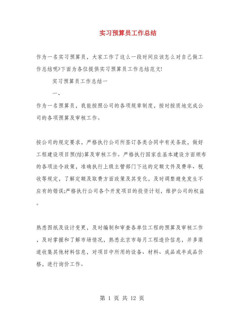 实习预算员工作总结.doc_第1页