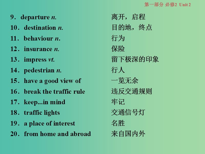 江苏版2019届高考英语一轮复习第一部分基醇点聚焦Unit2Wishyouwerehere课件牛津译林版必修2 .ppt_第3页