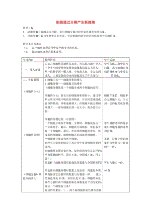 七年級(jí)生物上冊(cè) 2.2.1細(xì)胞通過(guò)分裂產(chǎn)生新細(xì)胞教案1 （新版）新人教版.doc