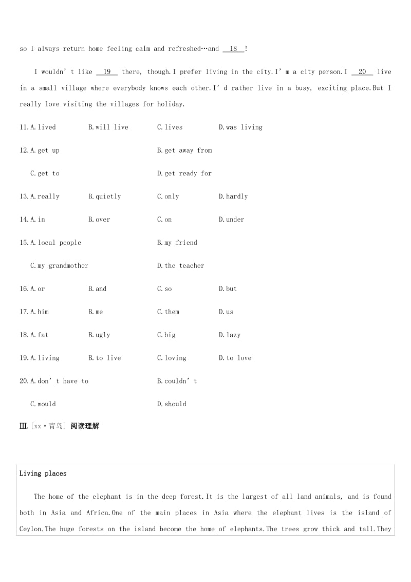 2019年中考英语一轮复习 第一篇 教材梳理篇 课时训练04 Units 5-8（七下）练习 （新版）人教新目标版.doc_第3页