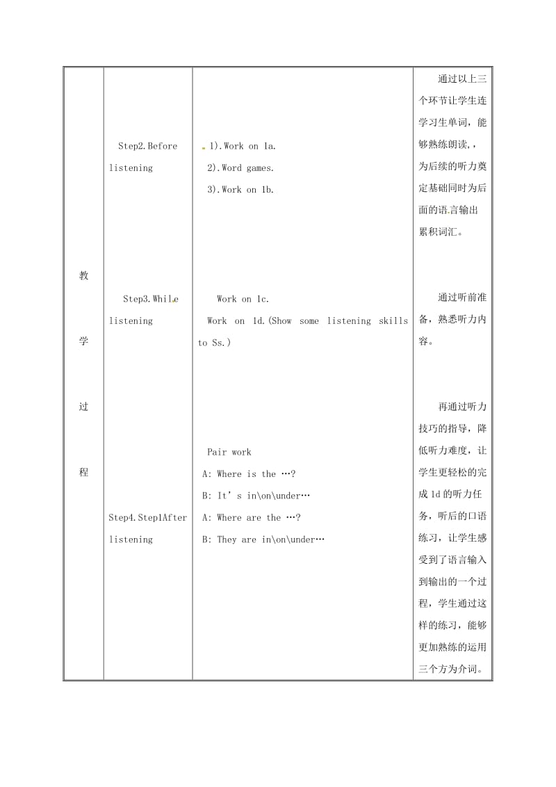 七年级英语上册 Unit 4 Where’s my schoolbag Section B（1a-1e）教案 人教新目标版.doc_第3页