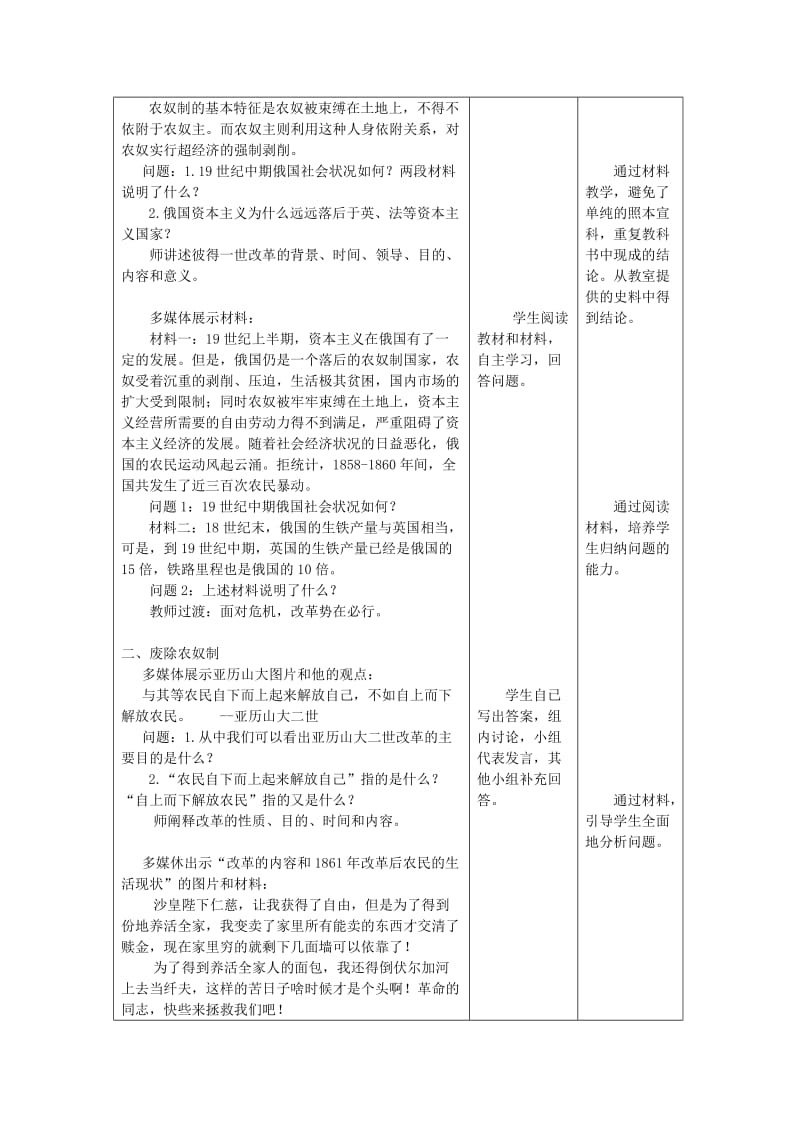 九年级历史下册 第1单元 殖民地人民的反抗与资本主义制度的扩展 第2课 俄国的改革教案2 新人教版.doc_第2页