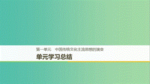 （京津魯瓊專用）2018秋高中歷史 第一單元 中國(guó)傳統(tǒng)文化主流思想的演變單元學(xué)習(xí)總結(jié)課件 新人教版必修3.ppt