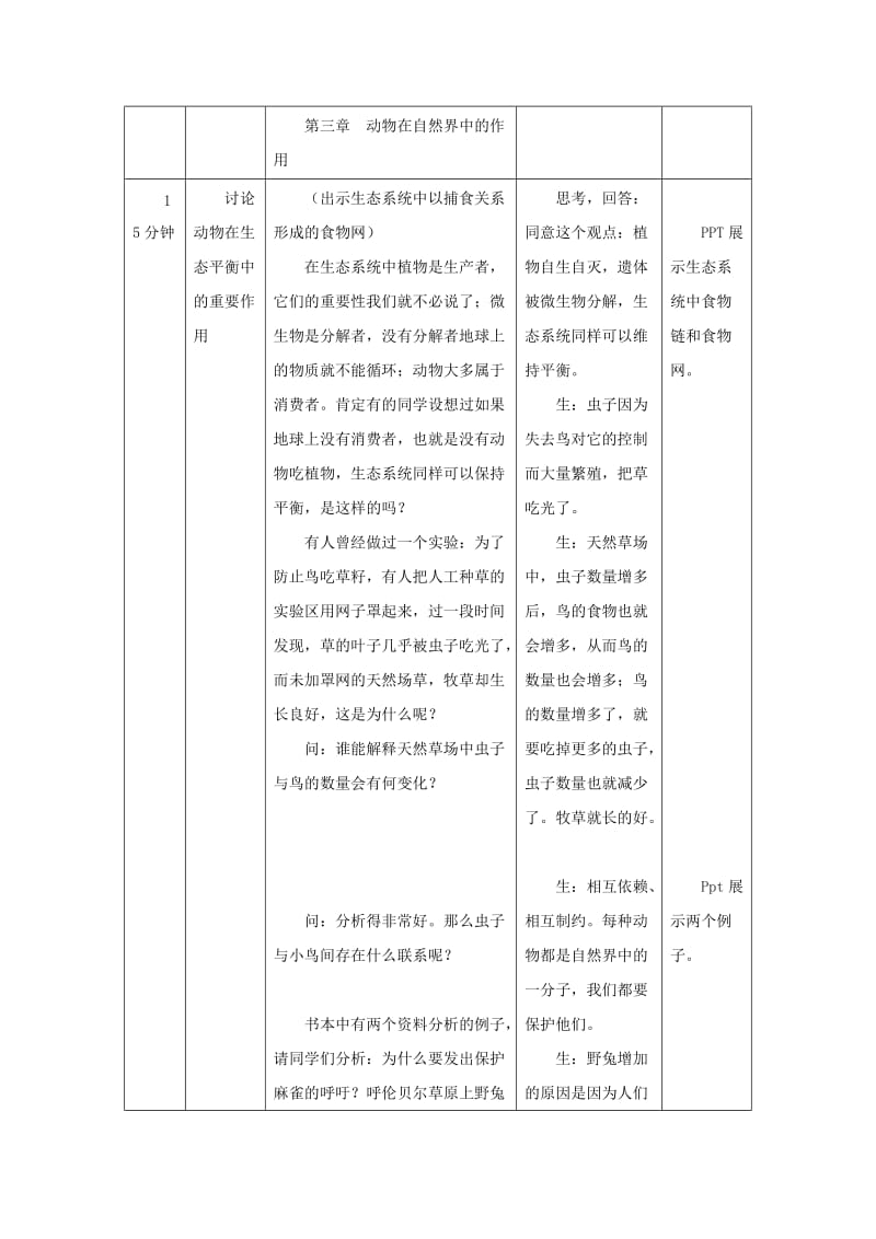 八年级生物上册 5.3《动物在生物圈中的作用》教案1 （新版）新人教版.doc_第3页